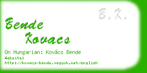 bende kovacs business card